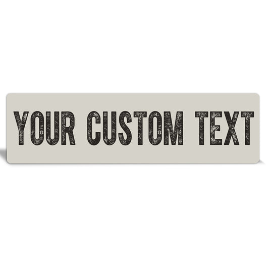Custom Metal Sign | Solid Beige + Black Text - The Sign Shoppe