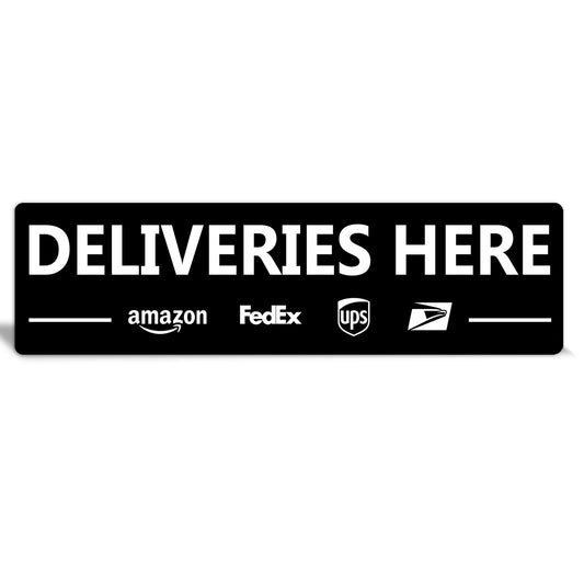 Black and white "Deliveries Here" | Metal Sign - The Sign Shoppe