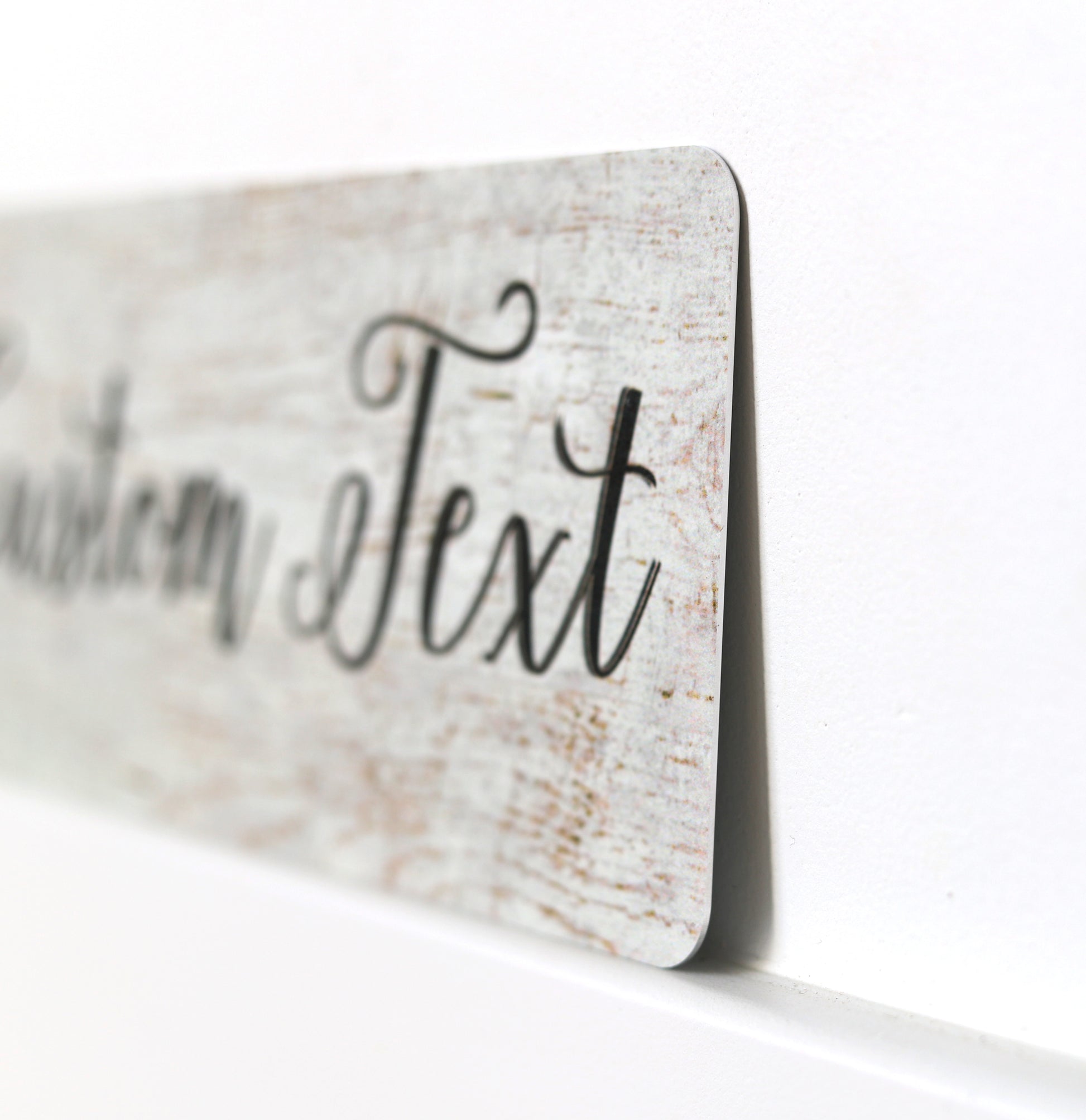 Custom Metal Sign | Faux White Wood + Dark Text - The Sign Shoppe