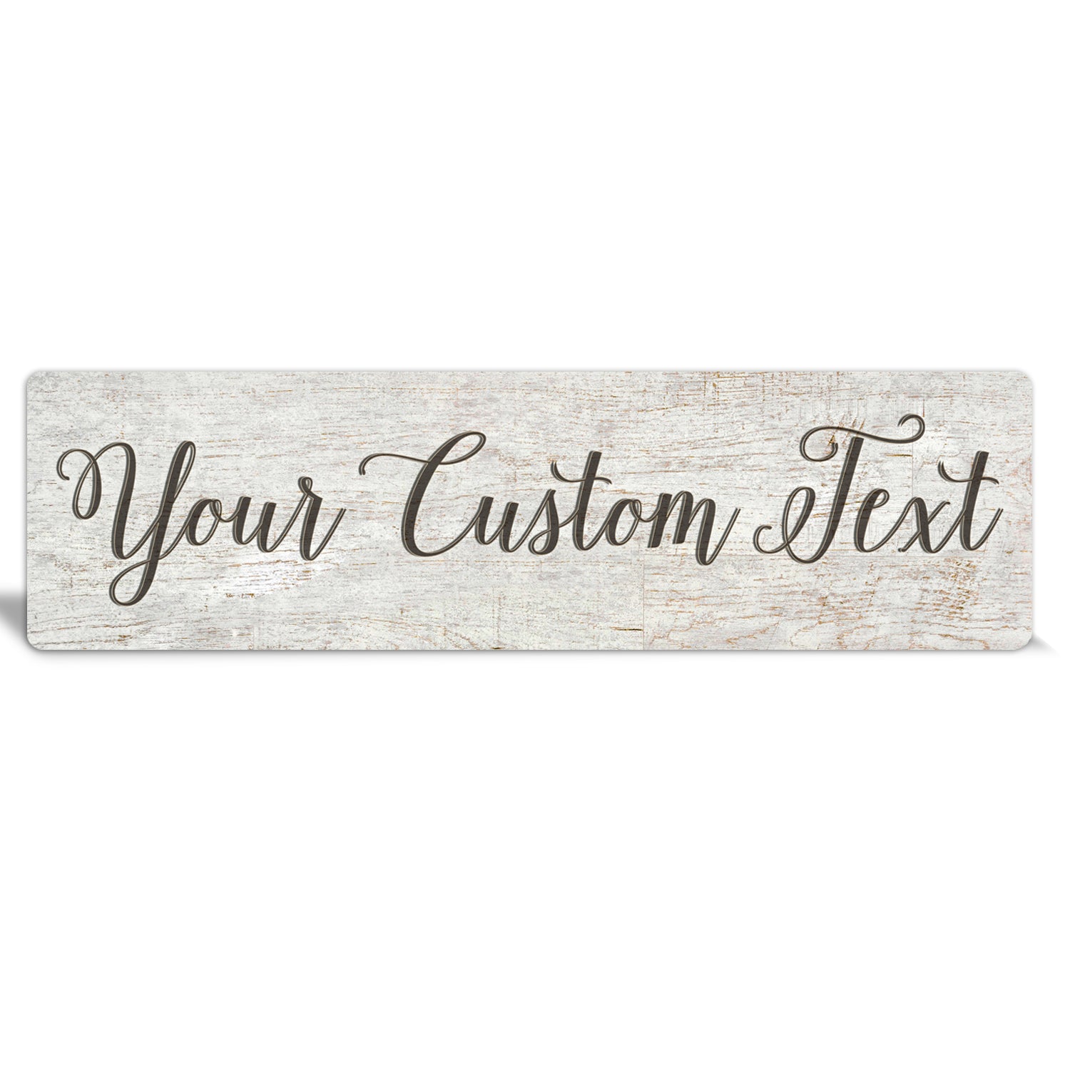 Custom Metal Sign | Faux White Wood + Dark Text - The Sign Shoppe