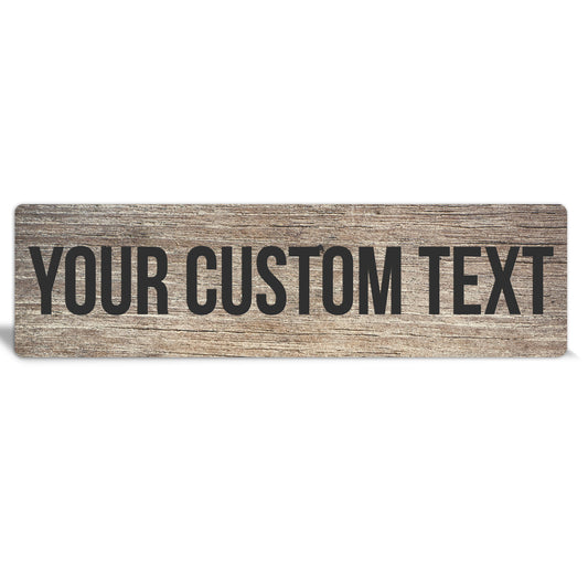 Custom Metal Sign | Faux Tan Wood - The Sign Shoppe