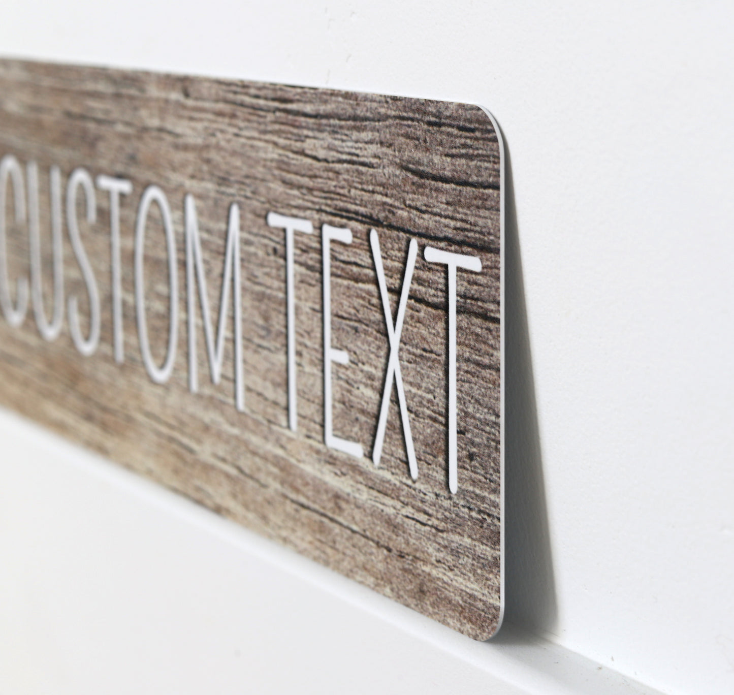 Custom Metal Sign | Faux Tan Wood - The Sign Shoppe