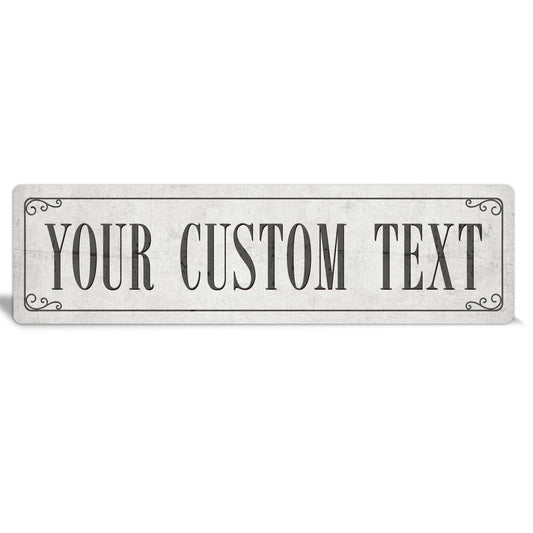 Custom Metal Sign | Beige Swirl Border - The Sign Shoppe