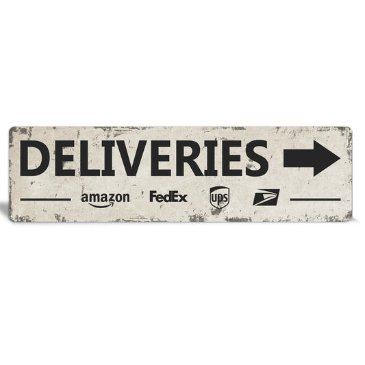 Rustic Deliveries (RIGHT ARROW) | Metal Sign - The Sign Shoppe