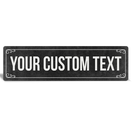 Custom Metal Sign | Black Swirl Border - The Sign Shoppe