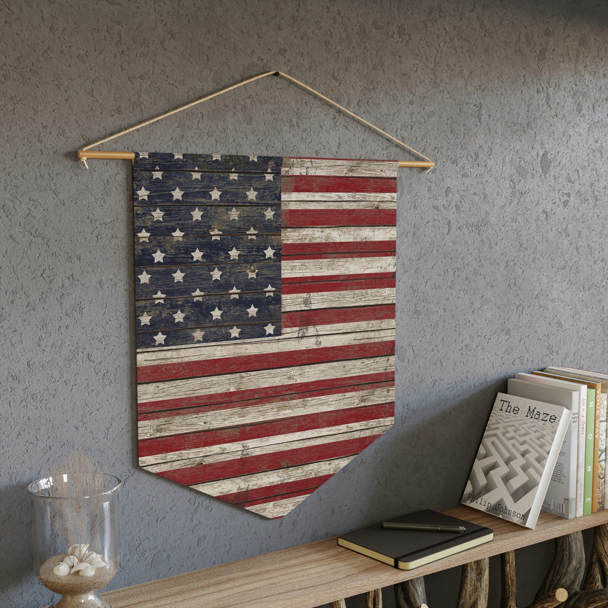USA Flag Hanging Pennant, Home Decor Wall Hanging, 4th of July Decor - The Sign Shoppe
