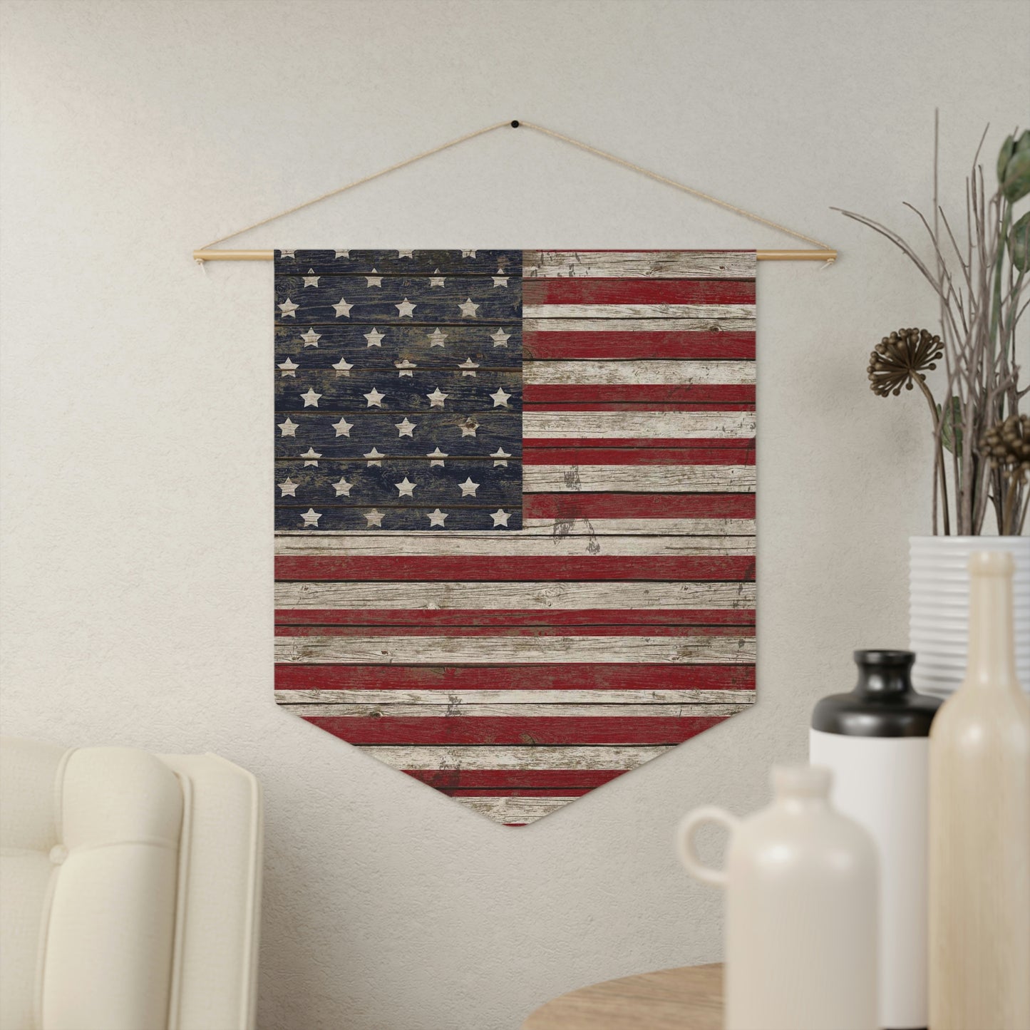 USA Flag Hanging Pennant, Home Decor Wall Hanging, 4th of July Decor - The Sign Shoppe