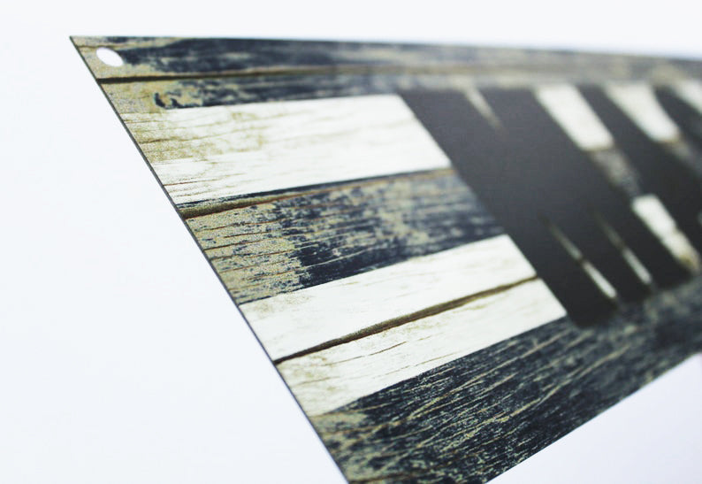 Customizable Kids Name Sign | Rustic Faux Wood Blue Stripe - The Sign Shoppe
