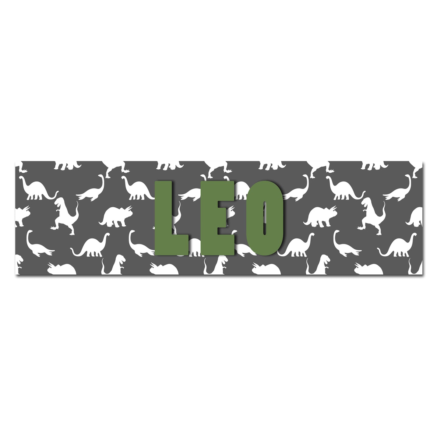 Customizable Kids Name Sign | Grey Dinosaur (Text Color Change Available) - The Sign Shoppe