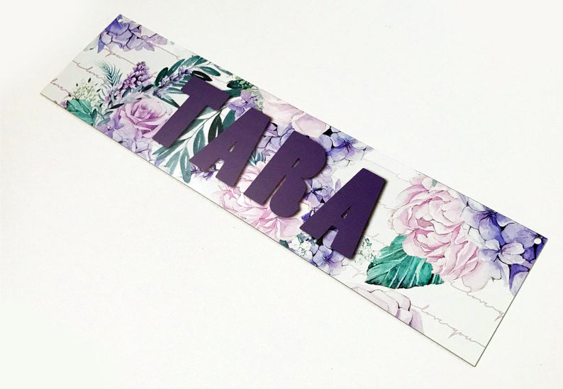 Customizable Kids Name Sign | Teal, Pink & Purple Floral - The Sign Shoppe