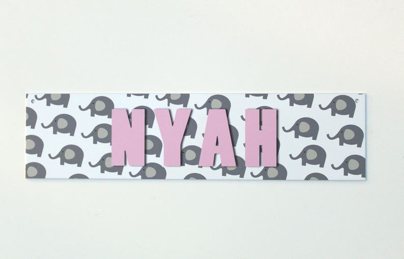 Customizable Kids Name Sign | Grey Elephant (Text Color Change Available) - The Sign Shoppe
