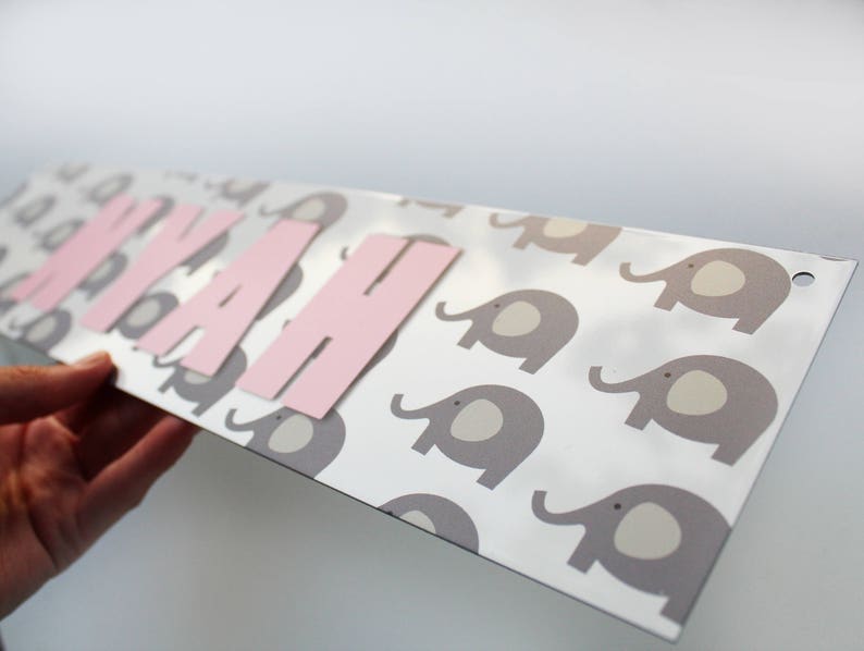 Customizable Kids Name Sign | Grey Elephant (Text Color Change Available) - The Sign Shoppe