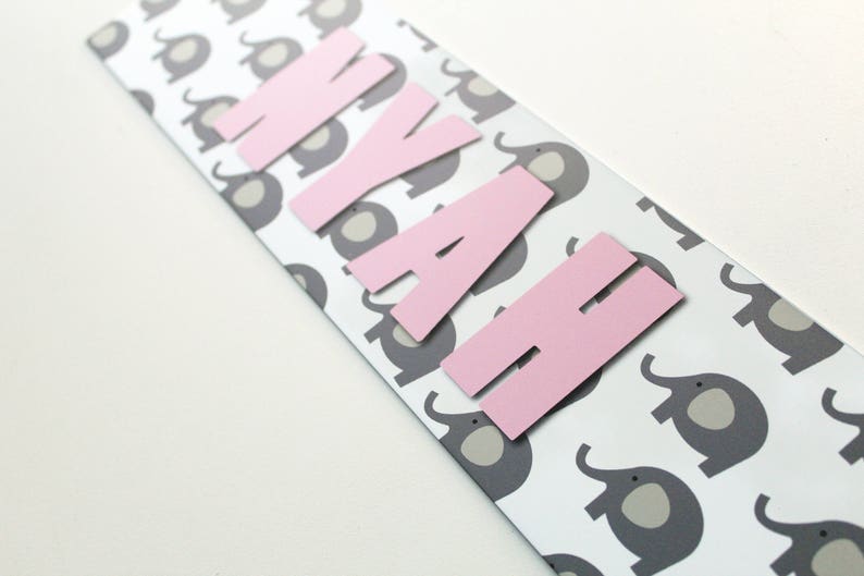 Customizable Kids Name Sign | Grey Elephant (Text Color Change Available) - The Sign Shoppe
