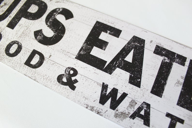 Pup's Eatery | Faux White Wood With Edging - The Sign Shoppe