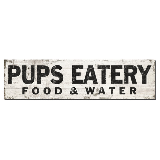 Pup's Eatery | Faux White Wood With Edging - The Sign Shoppe