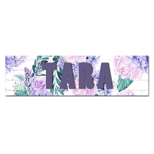 Customizable Kids Name Sign | Teal, Pink & Purple Floral - The Sign Shoppe