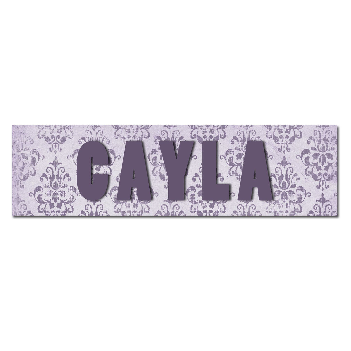 Customizable Kids Name Sign | Purple Damask - The Sign Shoppe