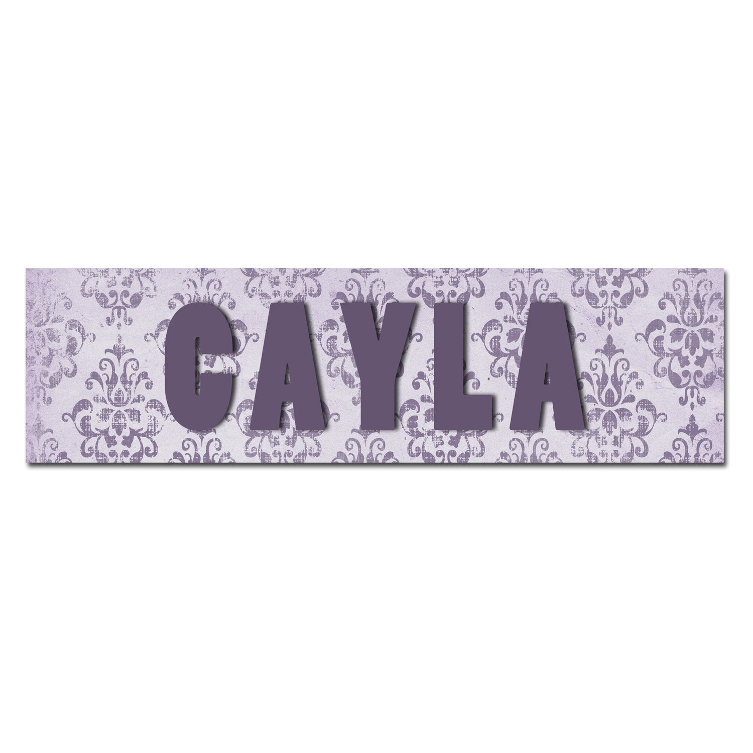Customizable Kids Name Sign | Purple Damask - The Sign Shoppe