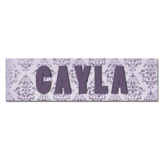 Customizable Kids Name Sign | Purple Damask - The Sign Shoppe