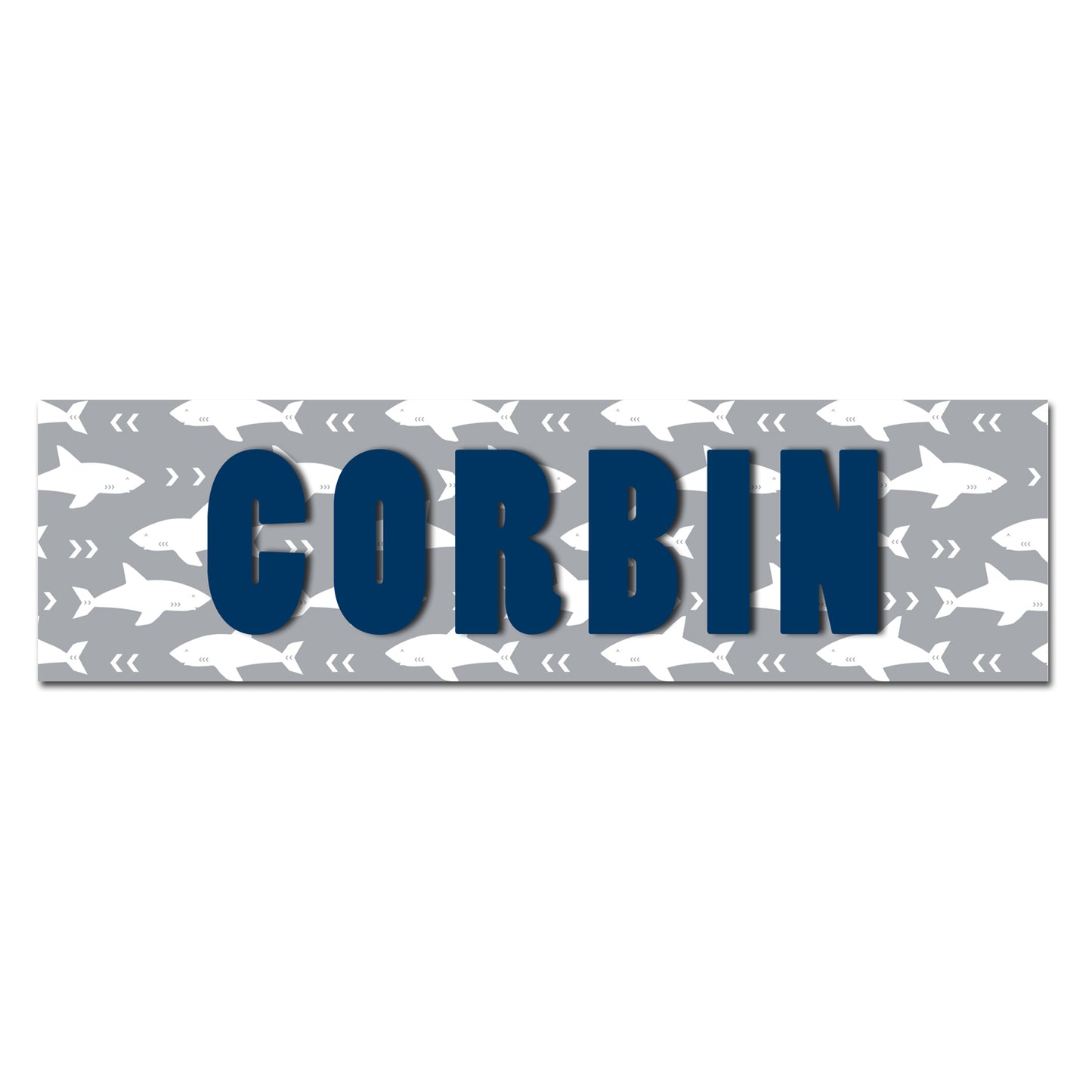Customizable Kids Name Sign | White Shark (Text Color Change Available) - The Sign Shoppe