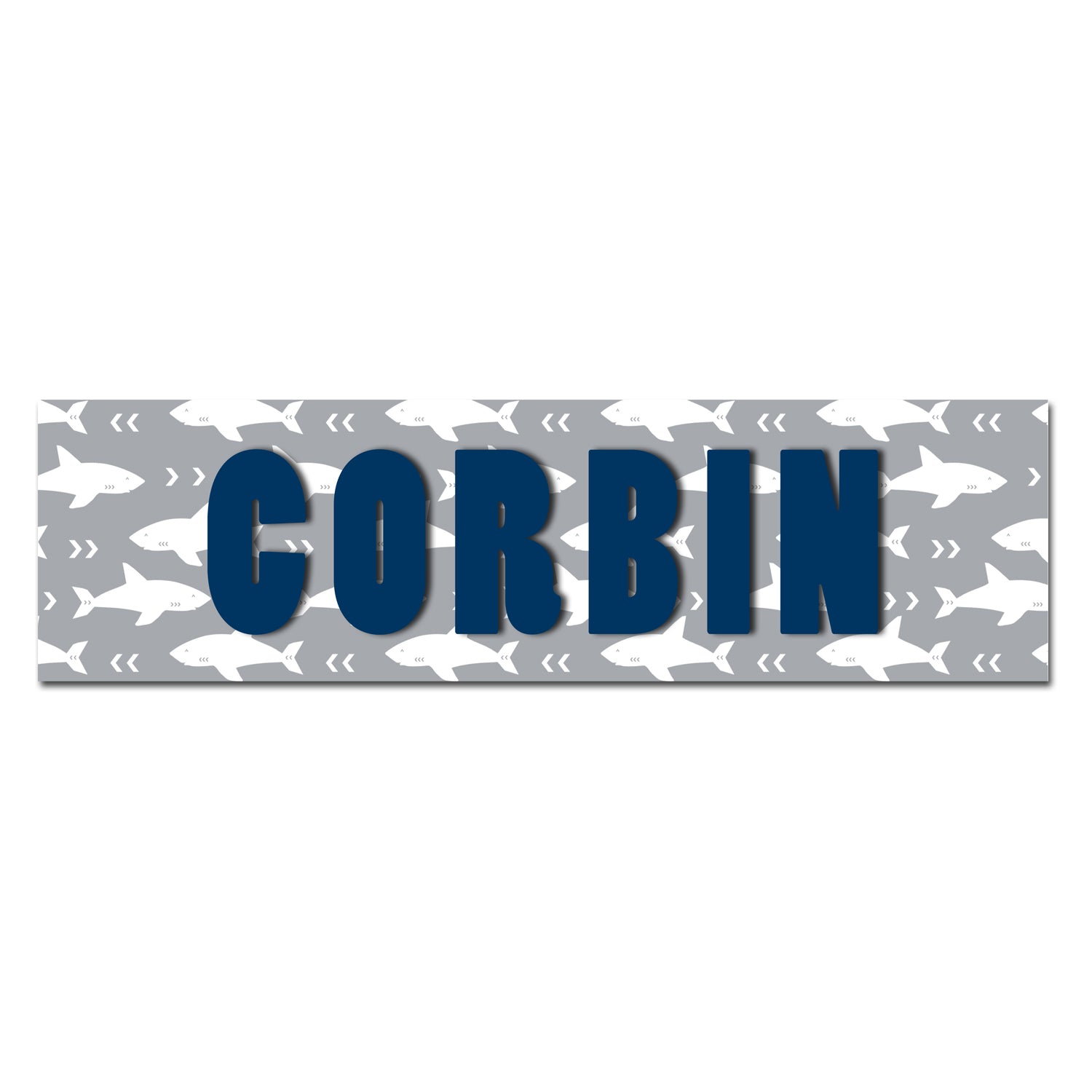 Customizable Kids Name Sign | White Shark (Text Color Change Available) - The Sign Shoppe