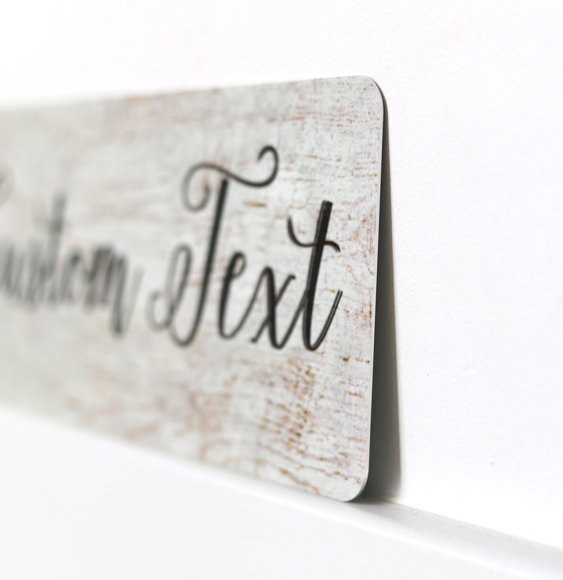 Custom Metal Sign | Faux White Wood + Dark Text - The Sign Shoppe 