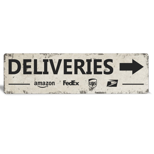 Rustic Deliveries (RIGHT ARROW) | Metal Sign - The Sign Shoppe 