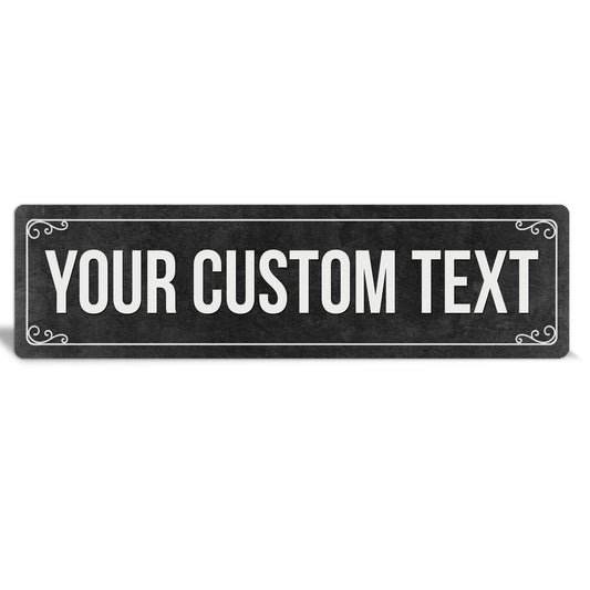 Custom Metal Sign | Black Swirl Border - The Sign Shoppe 