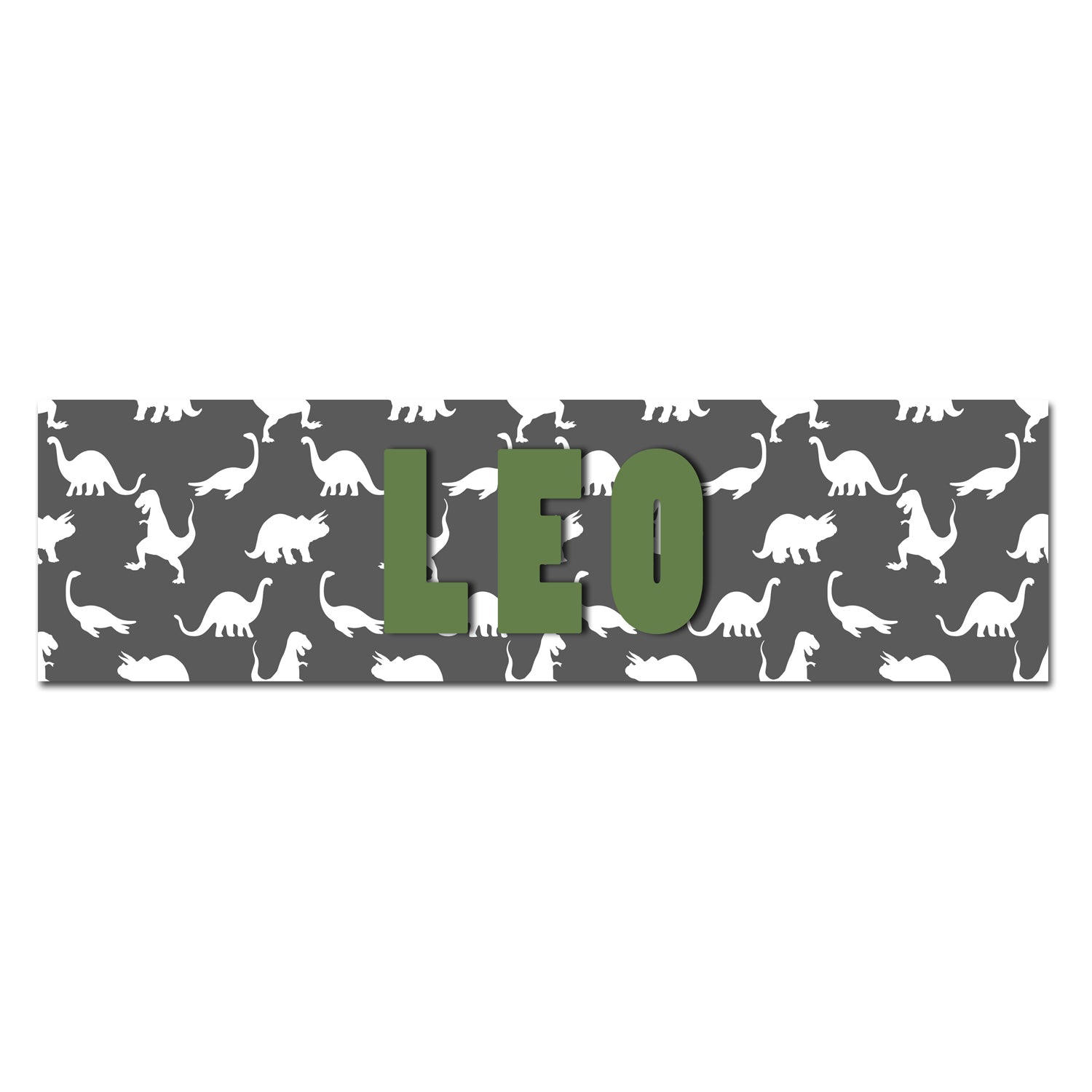 Customizable Kids Name Sign | Grey Dinosaur (Text Color Change Available) - The Sign Shoppe 
