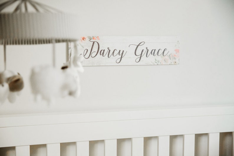 Customizable Kids Name Sign | Pink Floral Corner.