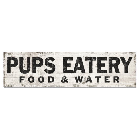 Pup's Eatery | Faux White Wood With Edging - The Sign Shoppe 