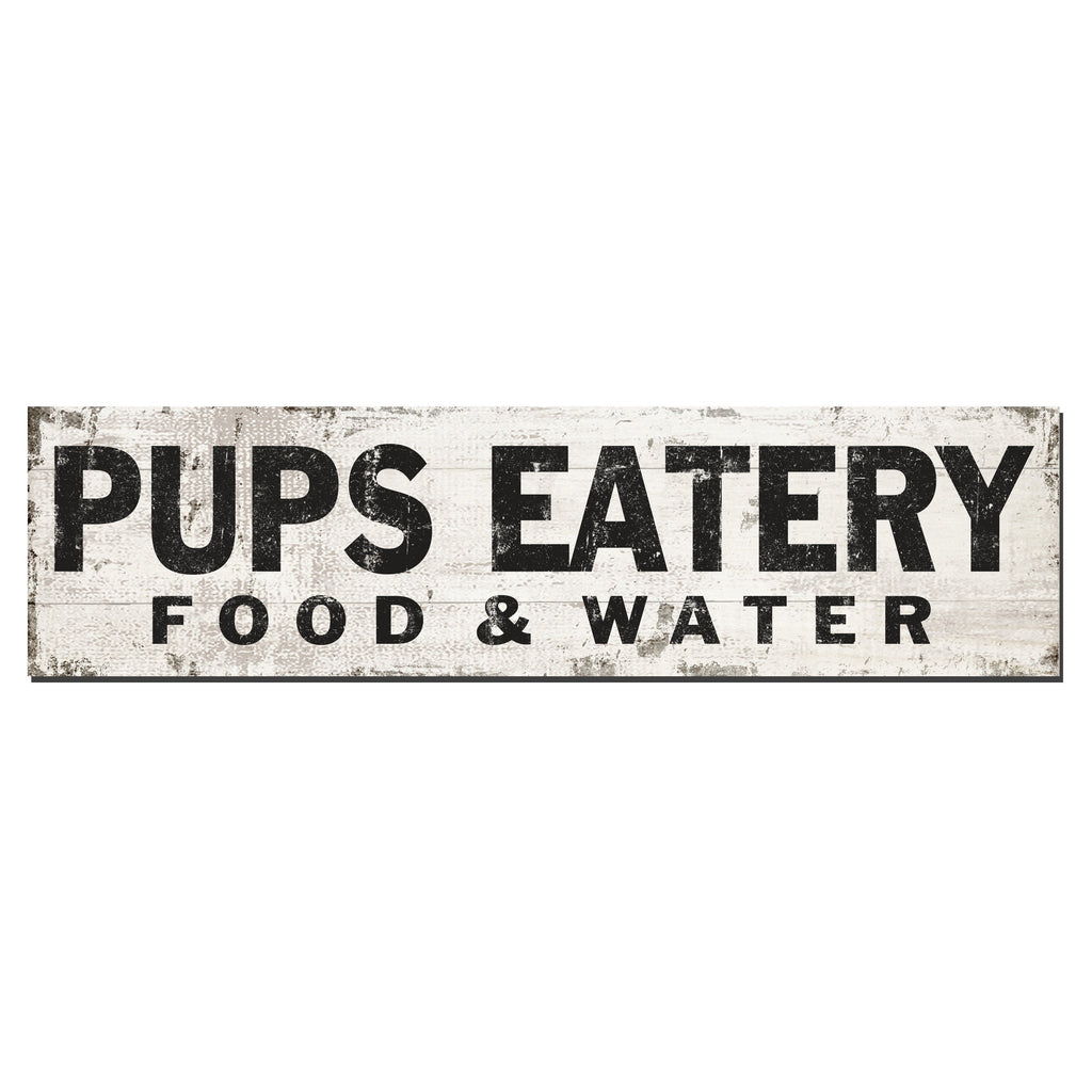 Pup's Eatery | Faux White Wood With Edging.